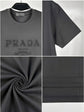 Prada Style Round Neck T-Shirt -Gray