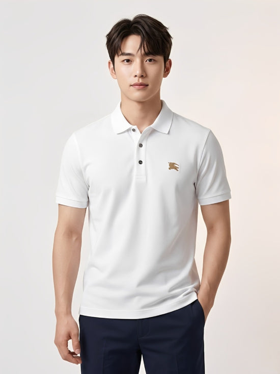Burberry Style Polo T-Shirt - White
