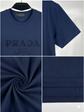 Prada Style Round Neck T-Shirt -Blue