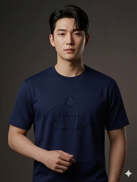 Prada Round Neck T-Shirt -Blue